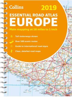 Collins Europe 2019 - Essential Road Atlas (Eurpa Atlasz, Spirl A4)